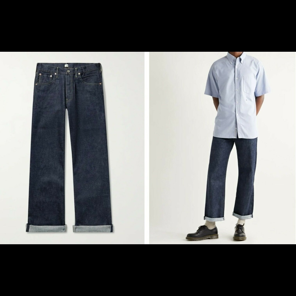 Chimala Selvedge Denim Wide Tapered Cut Jeans In Rinse Wash, Size 28